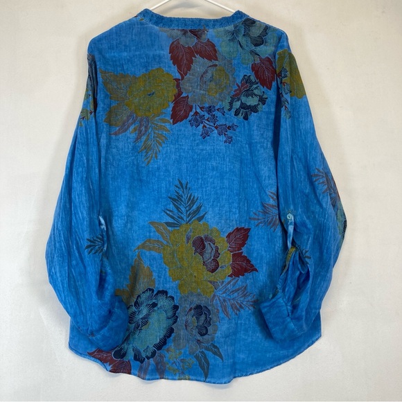 Vintage Gora Women’s Button Down Shirt Floral Embroidered  Blue Size XL - Picture 2 of 16
